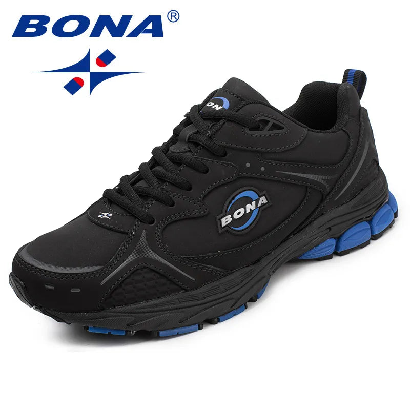 BONA New Classics Style Men Running Shoes Lace Up Men Sport Shoes Leather Men Outdoor Jogging Sneakers Comfortable Free Shipping