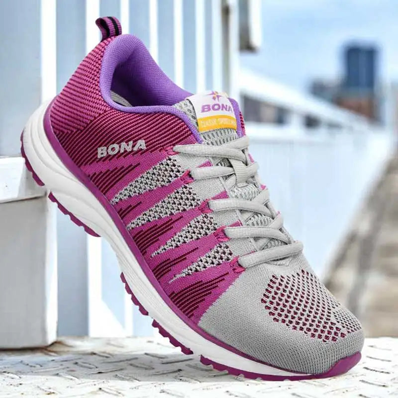 BONA New Typical Style Women Running Shoes Outdoor Walking Jogging Sneakers Lace Up Mesh Athletic Shoes Soft