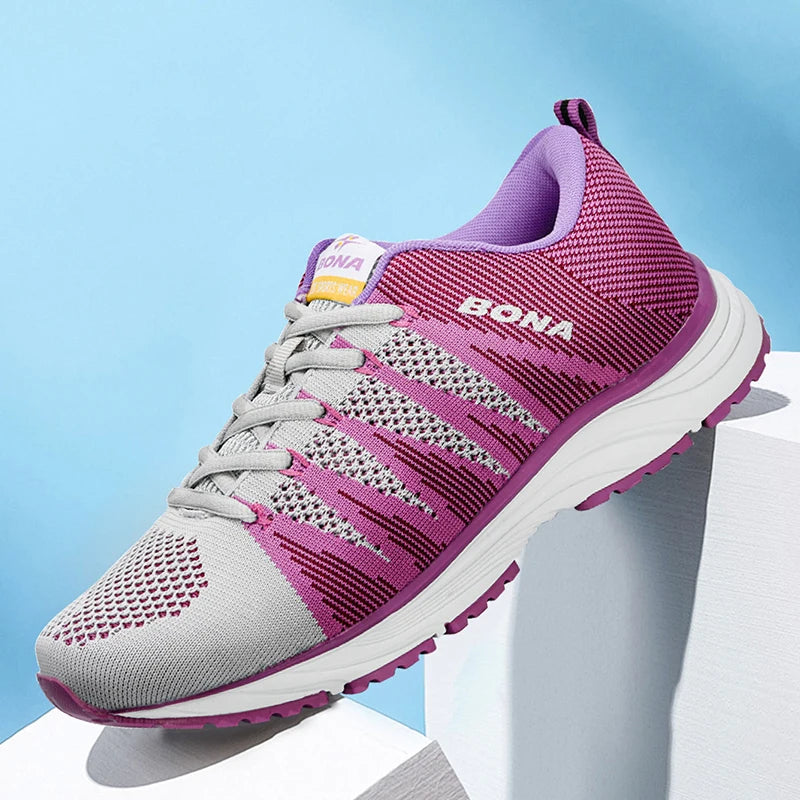 BONA New Typical Style Women Running Shoes Outdoor Walking Jogging Sneakers Lace Up Mesh Athletic Shoes Soft